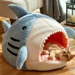 Autumn and Winter Warm Internet Celebrity Big Mouth Shark Pet Nest Semi Closed Cat Nest Dog Nest with Mat Deep Sleep Pet Supplies