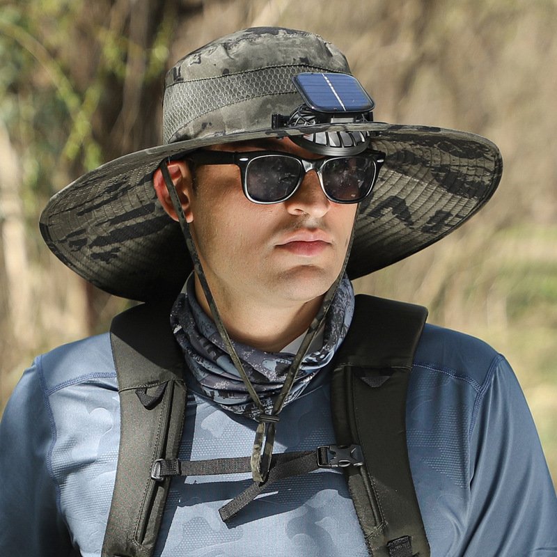 Outdoor Solar Rechargeable Wide Brim Fan Hat - Image 4
