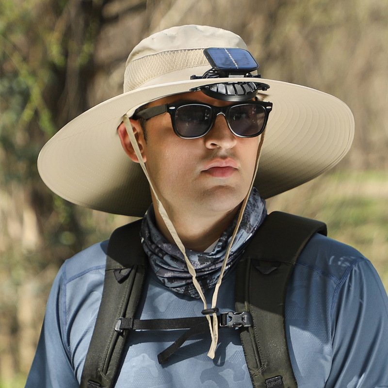 Outdoor Solar Rechargeable Wide Brim Fan Hat - Image 2