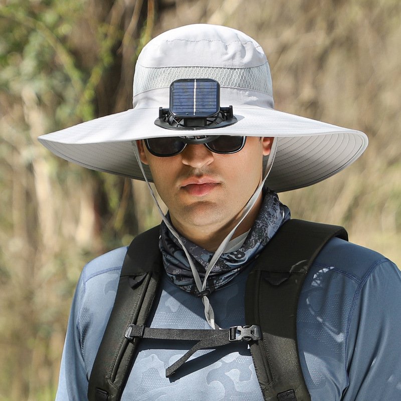 Outdoor Solar Rechargeable Wide Brim Fan Hat - Image 5