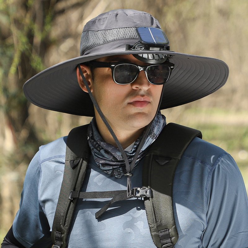 Outdoor Solar Rechargeable Wide Brim Fan Hat - Image 8