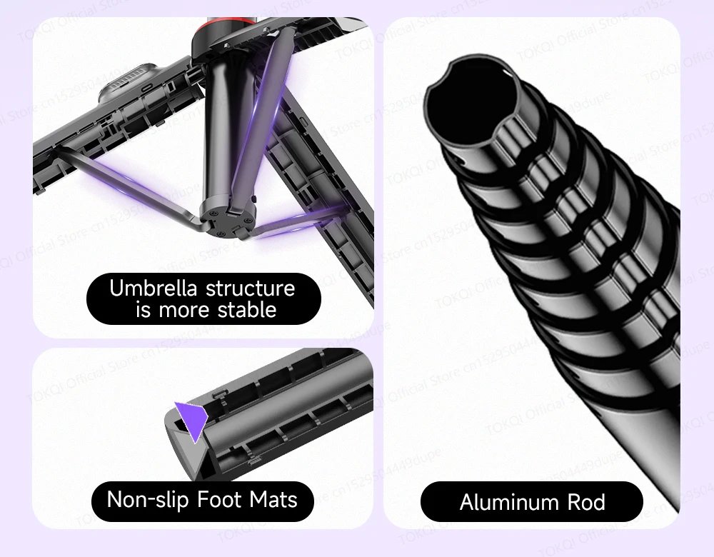 AI Face Tracking Handheld Gimbal Stabilizer 360° Rotation Shoot Selfie Stick Tripod for Mobile Phone, 1/4'' Screw for Camera