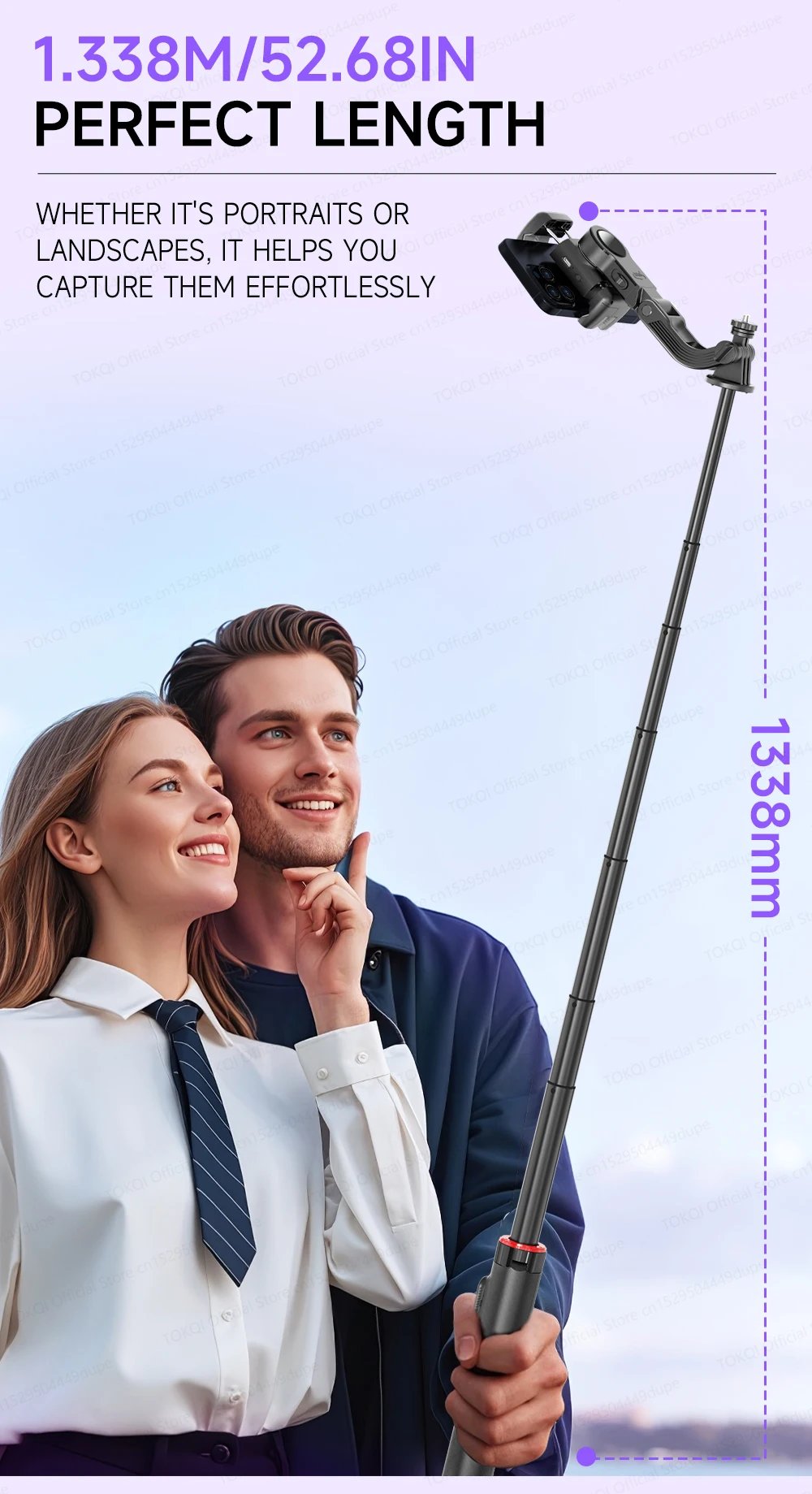 AI Face Tracking Handheld Gimbal Stabilizer 360° Rotation Shoot Selfie Stick Tripod for Mobile Phone, 1/4'' Screw for Camera