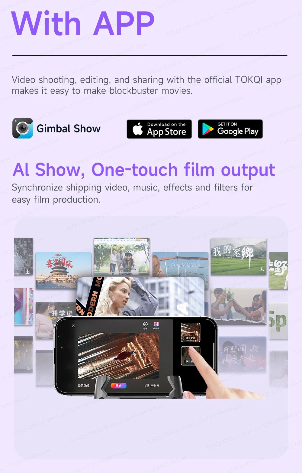 AI Face Tracking Handheld Gimbal Stabilizer 360° Rotation Shoot Selfie Stick Tripod for Mobile Phone, 1/4'' Screw for Camera