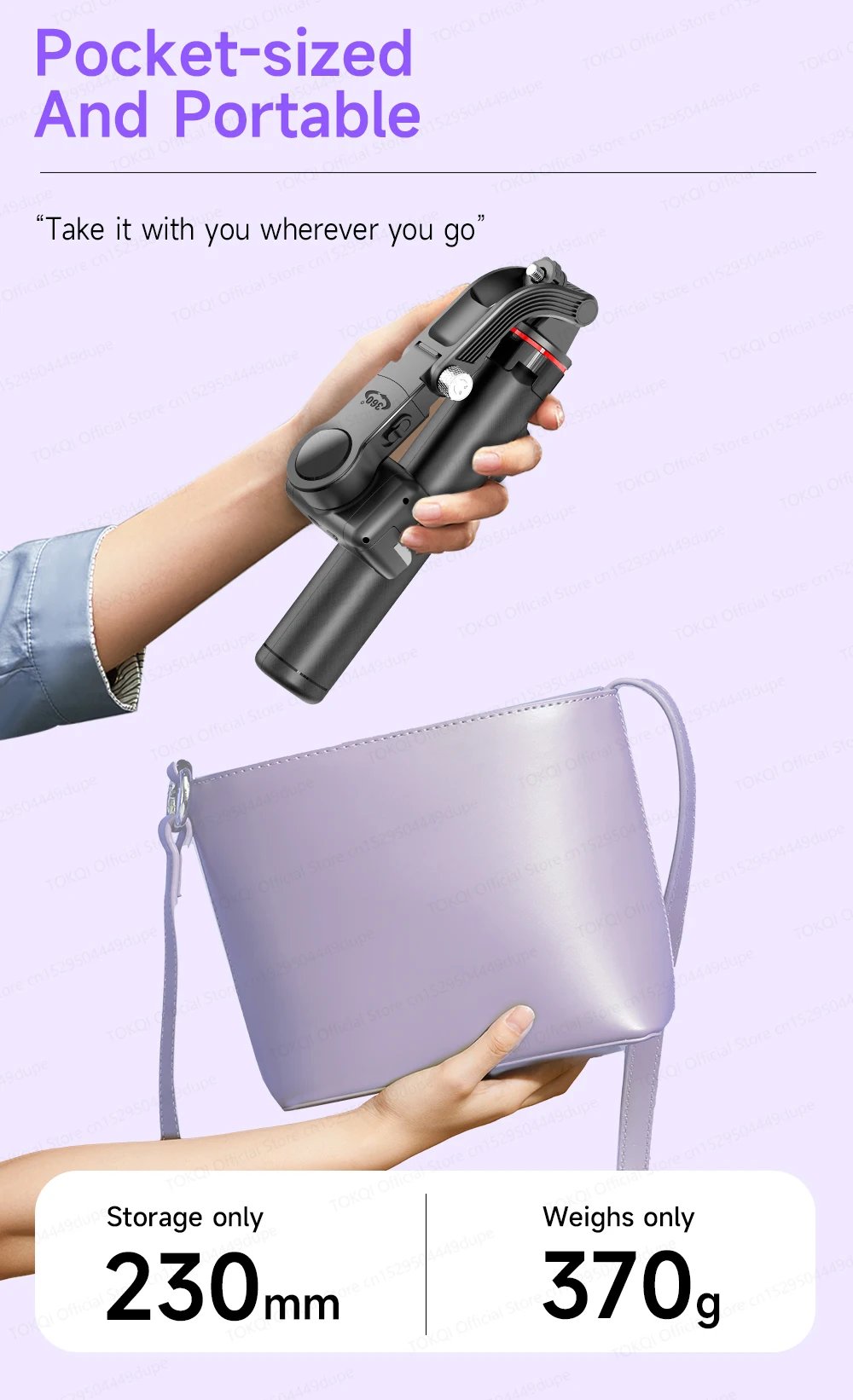 AI Face Tracking Handheld Gimbal Stabilizer 360° Rotation Shoot Selfie Stick Tripod for Mobile Phone, 1/4'' Screw for Camera