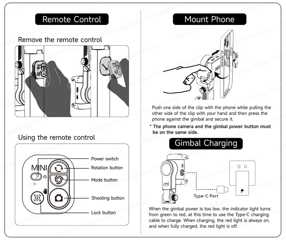 AI Face Tracking Handheld Gimbal Stabilizer 360° Rotation Shoot Selfie Stick Tripod for Mobile Phone, 1/4'' Screw for Camera