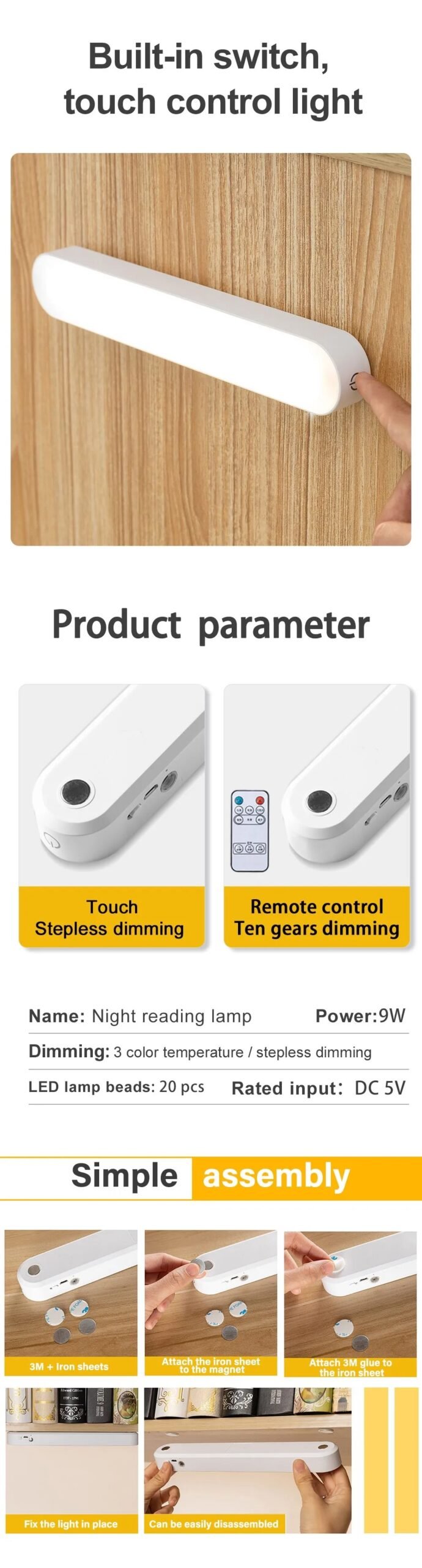 LED Desk Lamp Office Study LED Lights USB Rechargeable Table Lamp Magnetic Dimming Protect Eyes Bedroom Night Lights