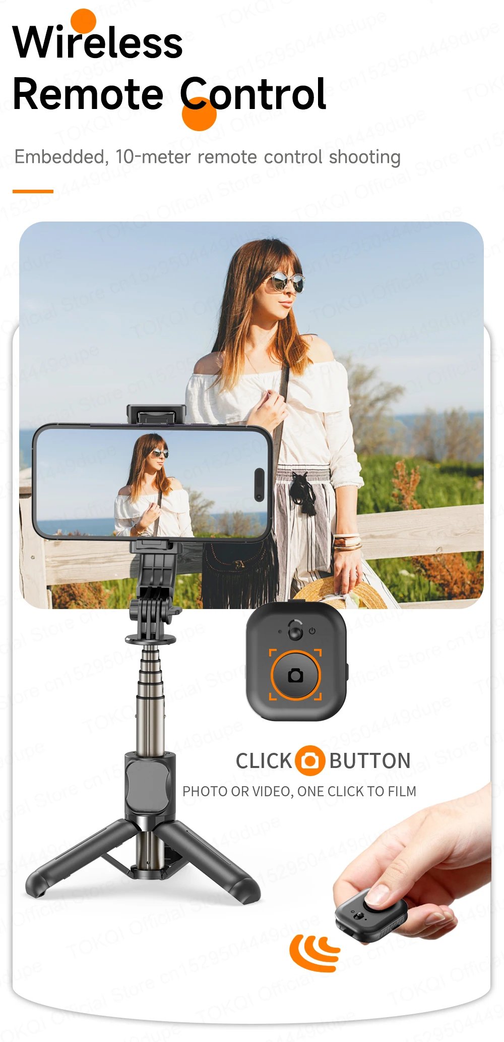 Mini Selfie Stick Portable Tripod for Smartphones Shooting Vlog Video Detachable Phone Mount, Optional Fill Light