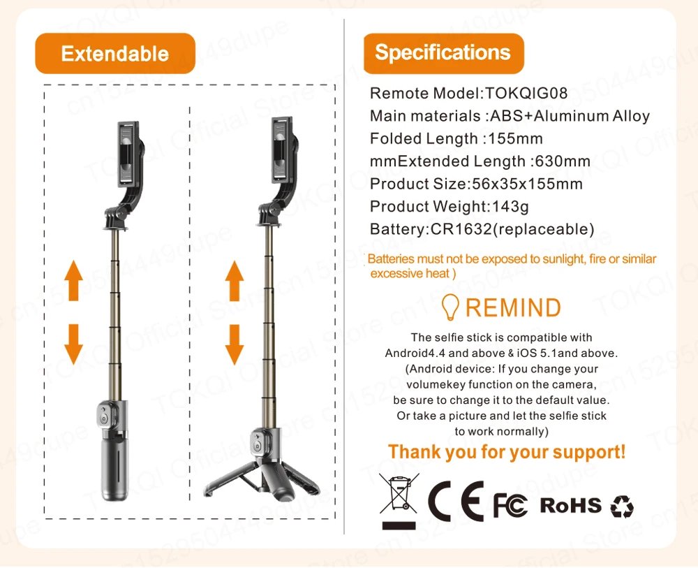 Mini Selfie Stick Portable Tripod for Smartphones Shooting Vlog Video Detachable Phone Mount, Optional Fill Light