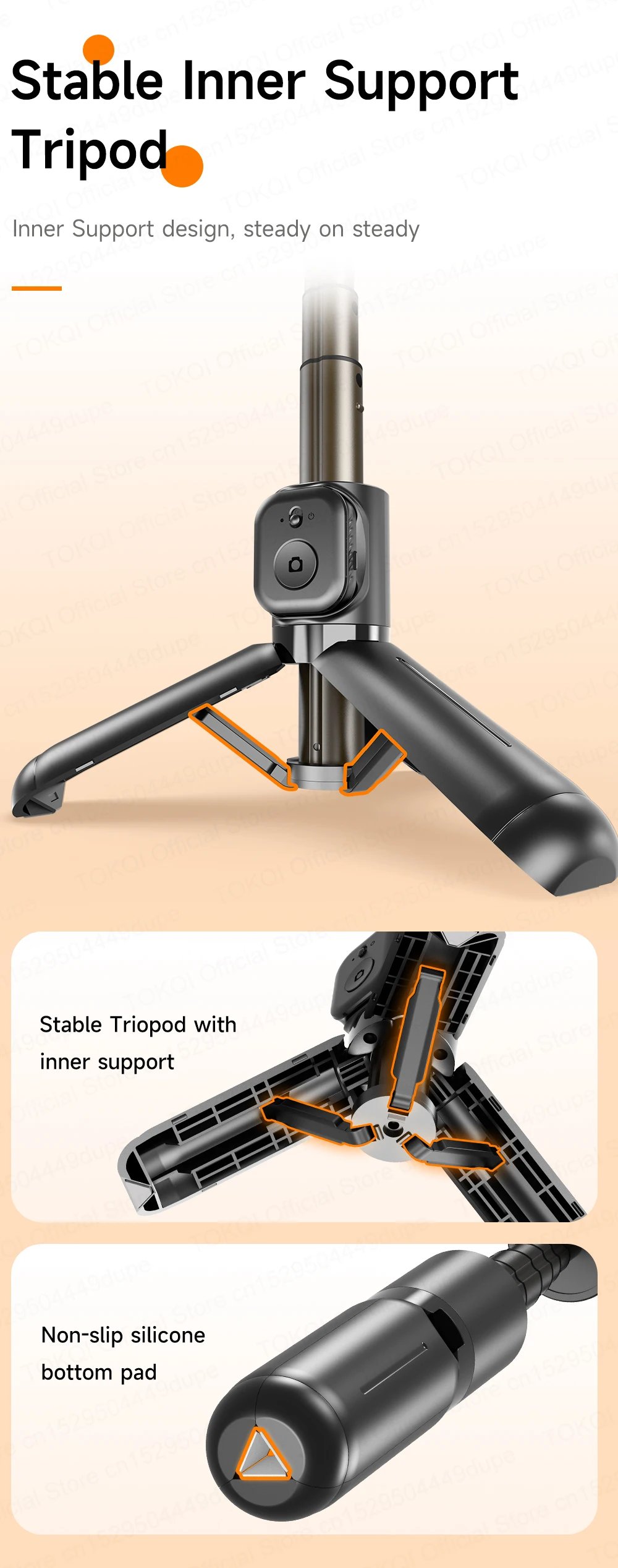 Mini Selfie Stick Portable Tripod for Smartphones Shooting Vlog Video Detachable Phone Mount, Optional Fill Light