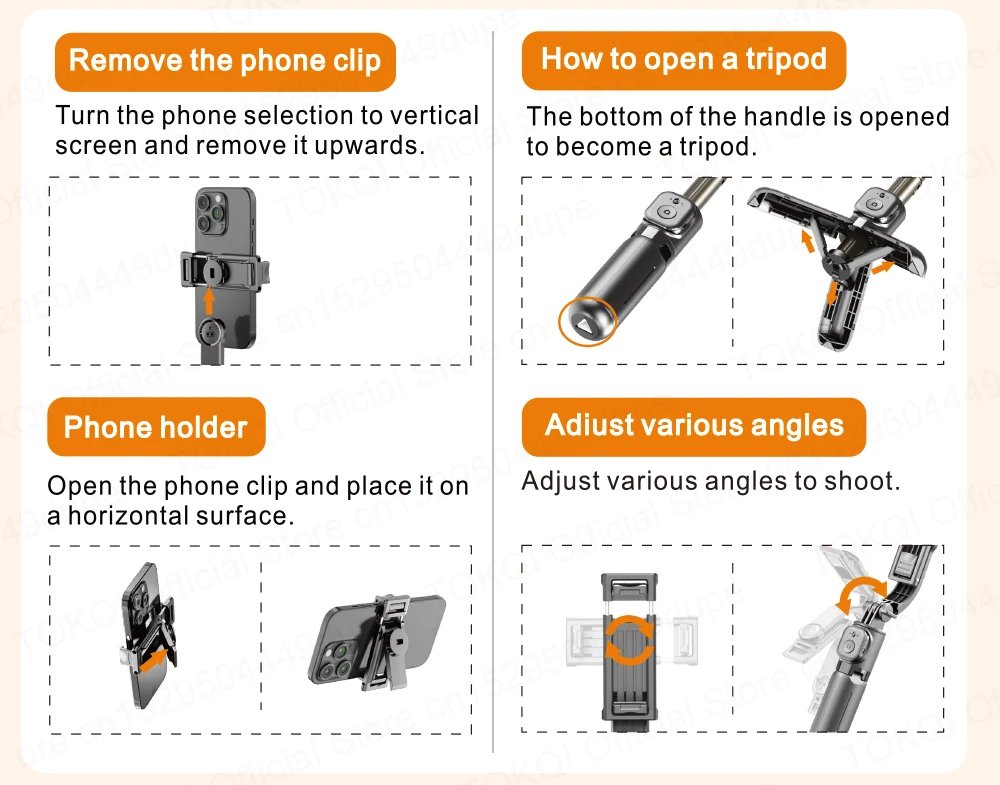 Mini Selfie Stick Portable Tripod for Smartphones Shooting Vlog Video Detachable Phone Mount, Optional Fill Light