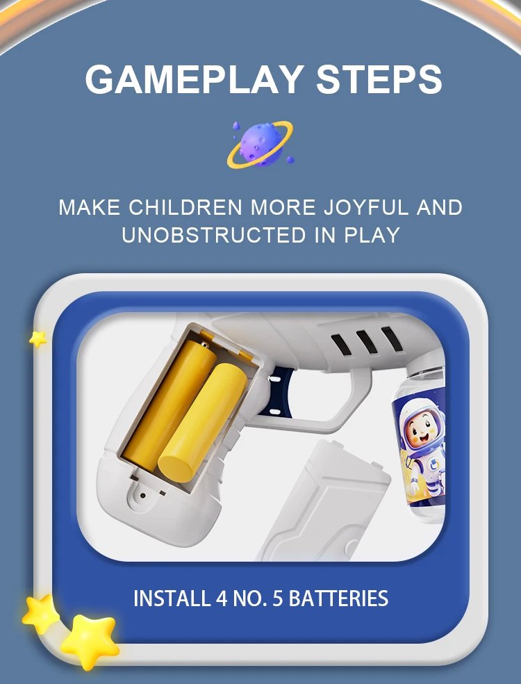 Space Astronauts Fully Automatic Bubble Gun Rocket Bubbles Machine Automatic Blower with Bubble Liquid Toy for Kids Bubble Gift