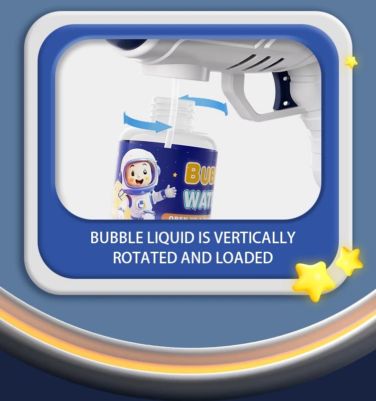 Space Astronauts Fully Automatic Bubble Gun Rocket Bubbles Machine Automatic Blower with Bubble Liquid Toy for Kids Bubble Gift