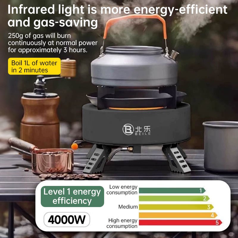 Explorer 4000W infrared camping stove: portable, windproof, with electronic ignition for outdoor cooking. - Image 9