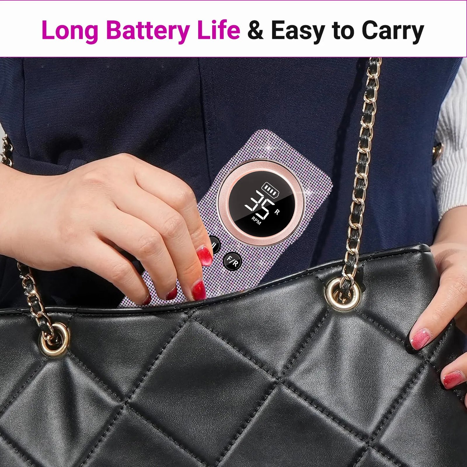 Portable Electric Nail Drill 35000RPM Nails Milling Cutter Wireless Pedicure Grinder Rechargeable Nail Drilling Machine Silver - Image 5