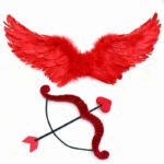 Valentine's Day Bow Arrow Set with Red Feather Wings, Wedding Party Cupid Cosplay Props, Photobooth Props, DIY Party Supplies