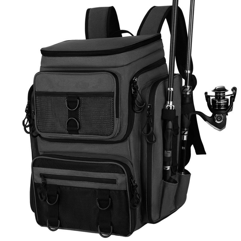 Fishing Backpack with Rod Holder, Tackle Organizer Box & Hiking Storage - Image 4