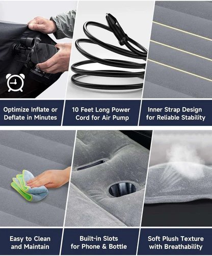 Umbrauto Tesla Y Car Camping SUV Thicken Air Mattress,Gray - Image 6