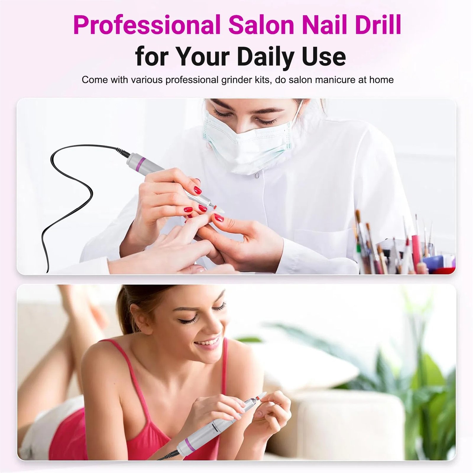 Portable Electric Nail Drill 35000RPM Nails Milling Cutter Wireless Pedicure Grinder Rechargeable Nail Drilling Machine Silver - Image 4