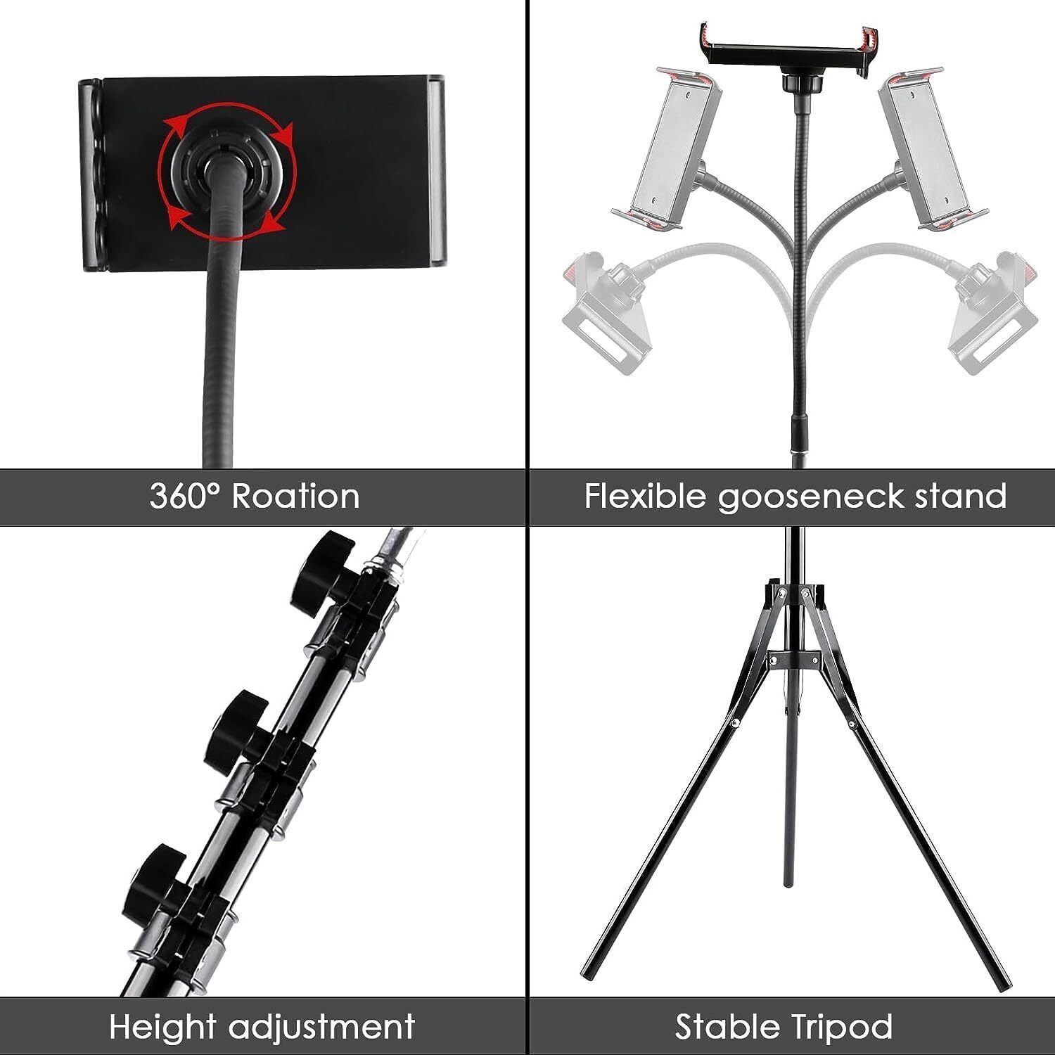 170CM Tall Flexible Phone Tripod With Gooseneck Heavy Duty Phone Tripod Stand UK - Image 6