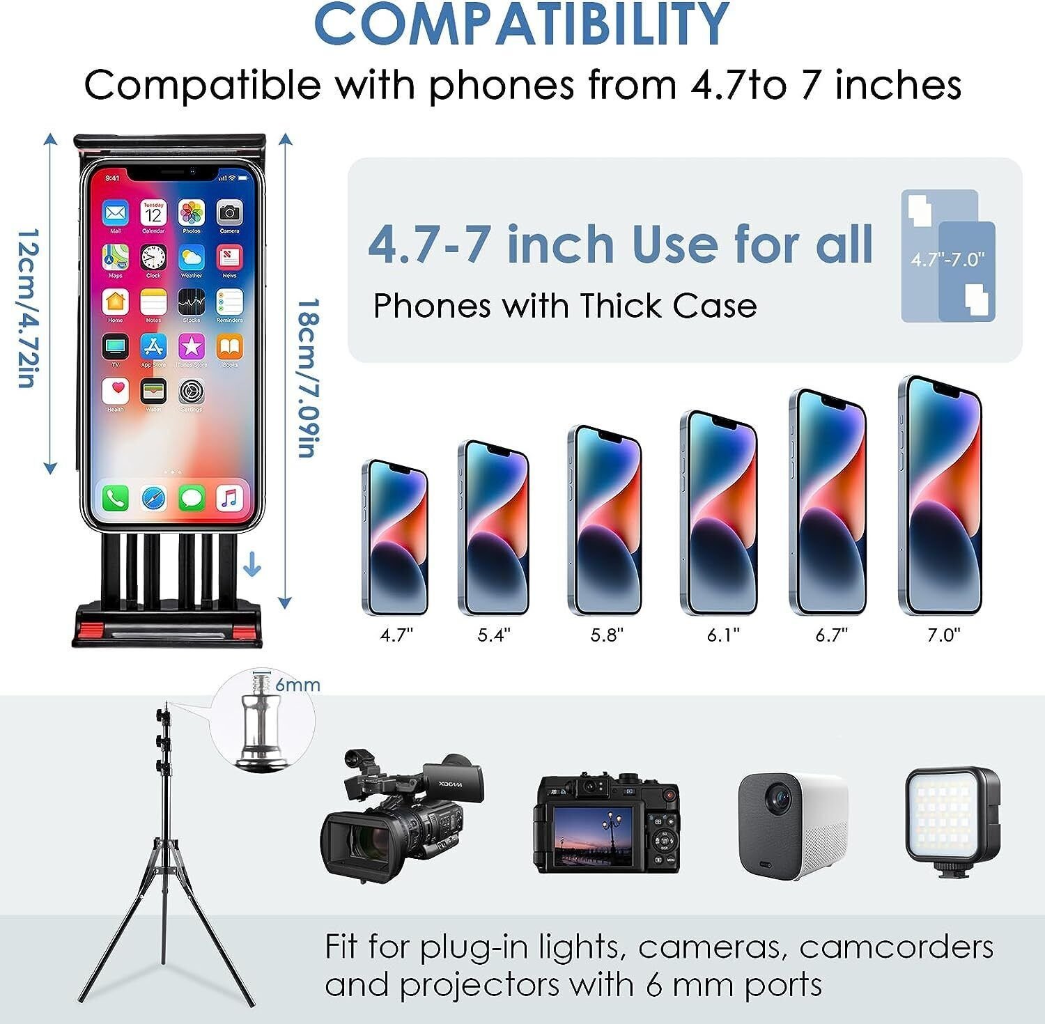 170CM Tall Flexible Phone Tripod With Gooseneck Heavy Duty Phone Tripod Stand UK - Image 4
