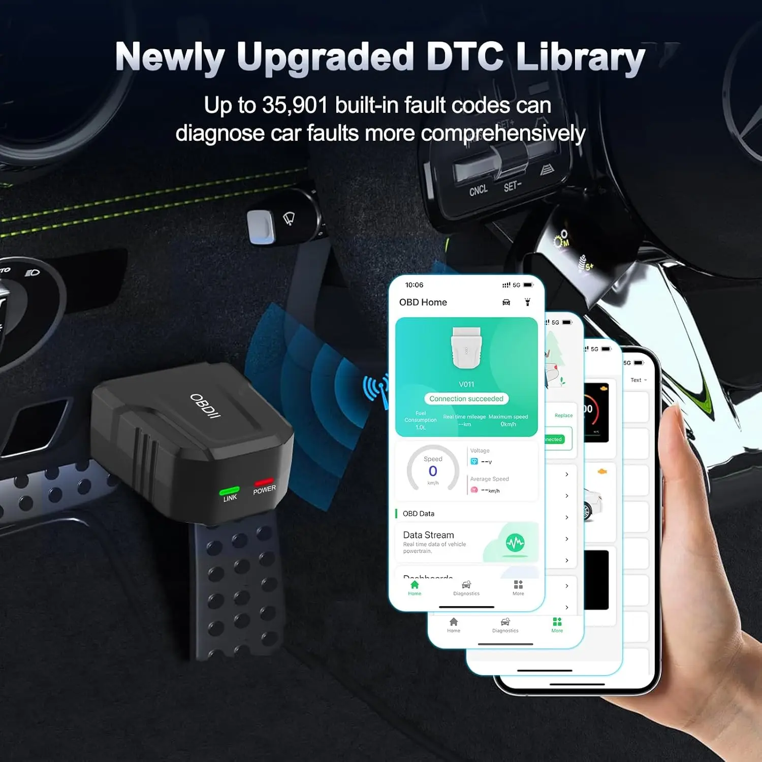 OBD2 Scanner Bluetooth 5.4, Wireless OBD II Code Reader for iPhone, Android, Windows – Check Engine Light Reset & Performance Te - Image 6