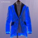 LED Optic Fiber Suit Men Luminous Stage Performance Wear Party Show Gentleman Jacket 2025 New Arrival