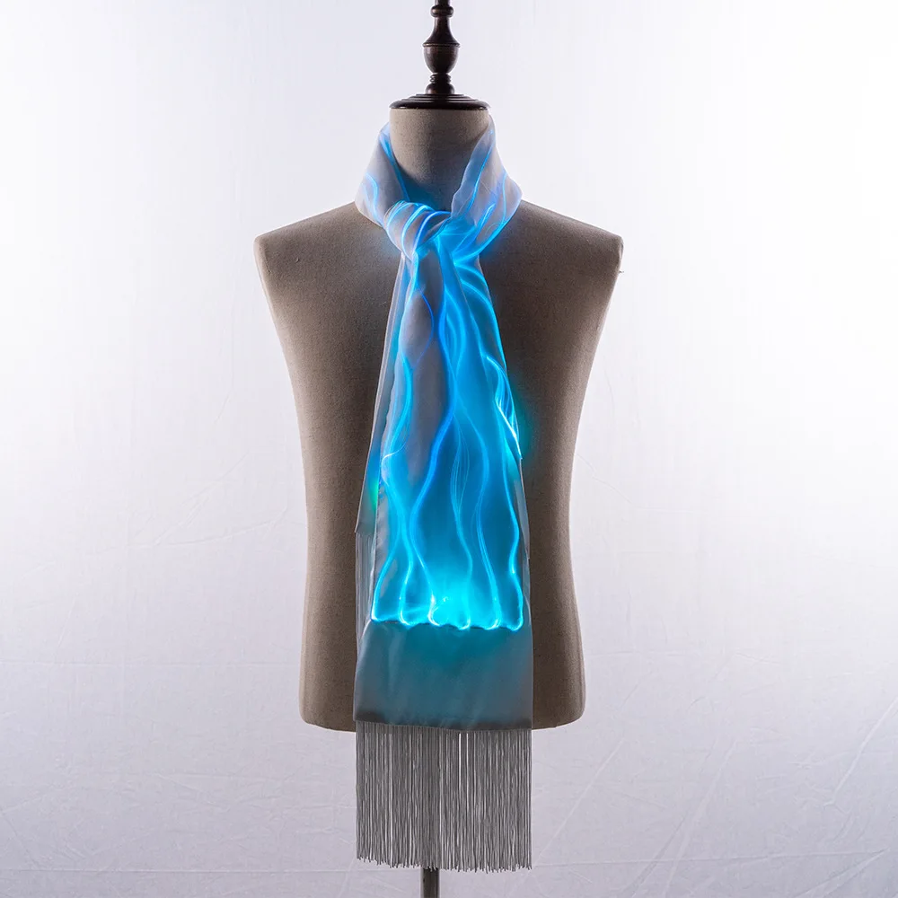 White Optic Fiber Light up Scarf Adult Women Nightclub Party Rave Accessories LED Luminous Atmosphere Props Fancy Stage Wear New - Image 3
