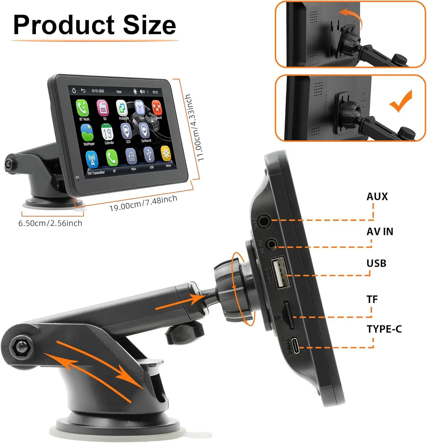 7' CarPlay Screen with Wireless Android Auto & Backup Camera - Image 4