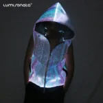 LED Costume Adult Man Optic Fiber Light up Hoodie Vest Jacket Nightclub DJ Singer Stage Performance Wear Tron Dance Clothes 2026