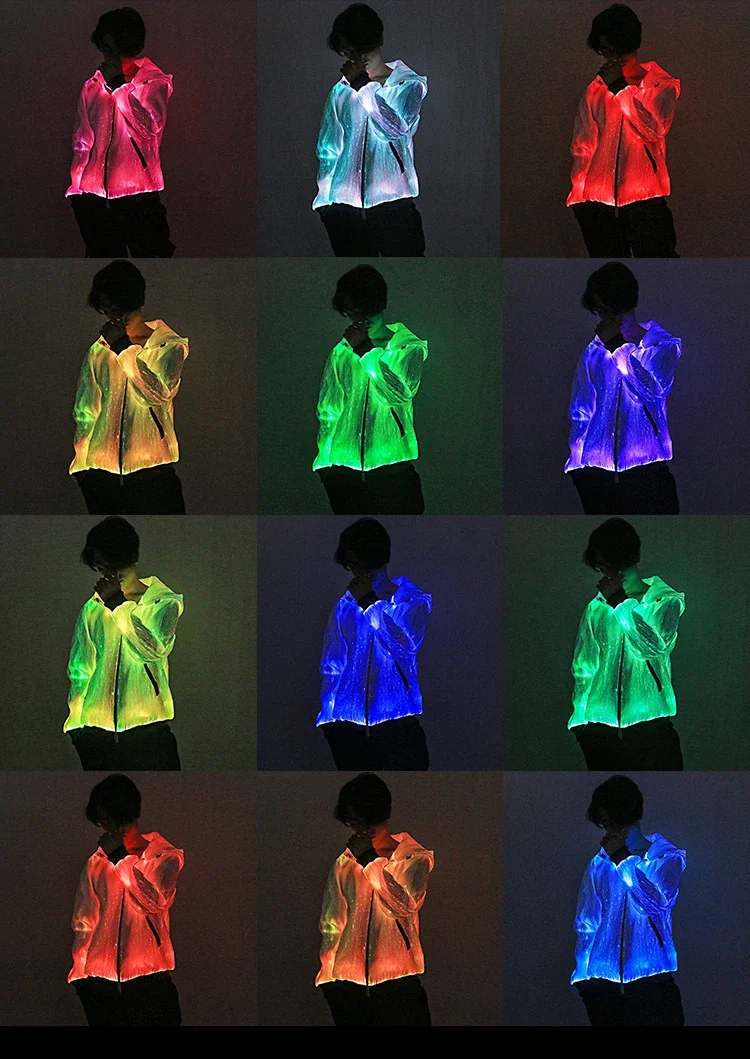 Lumisonata Men DJ Dance Show Music Festival Nightclub Street Windbreaker Zip UP Hoodie Zipper Led Light up 7 Colors - Image 5