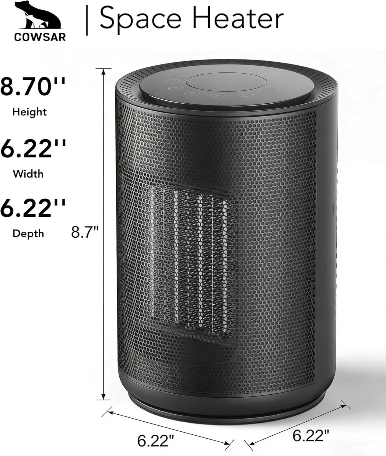 Portable 1500W Space Heater with Thermostat, Remote, Safety Features & 24H Timer - Image 2