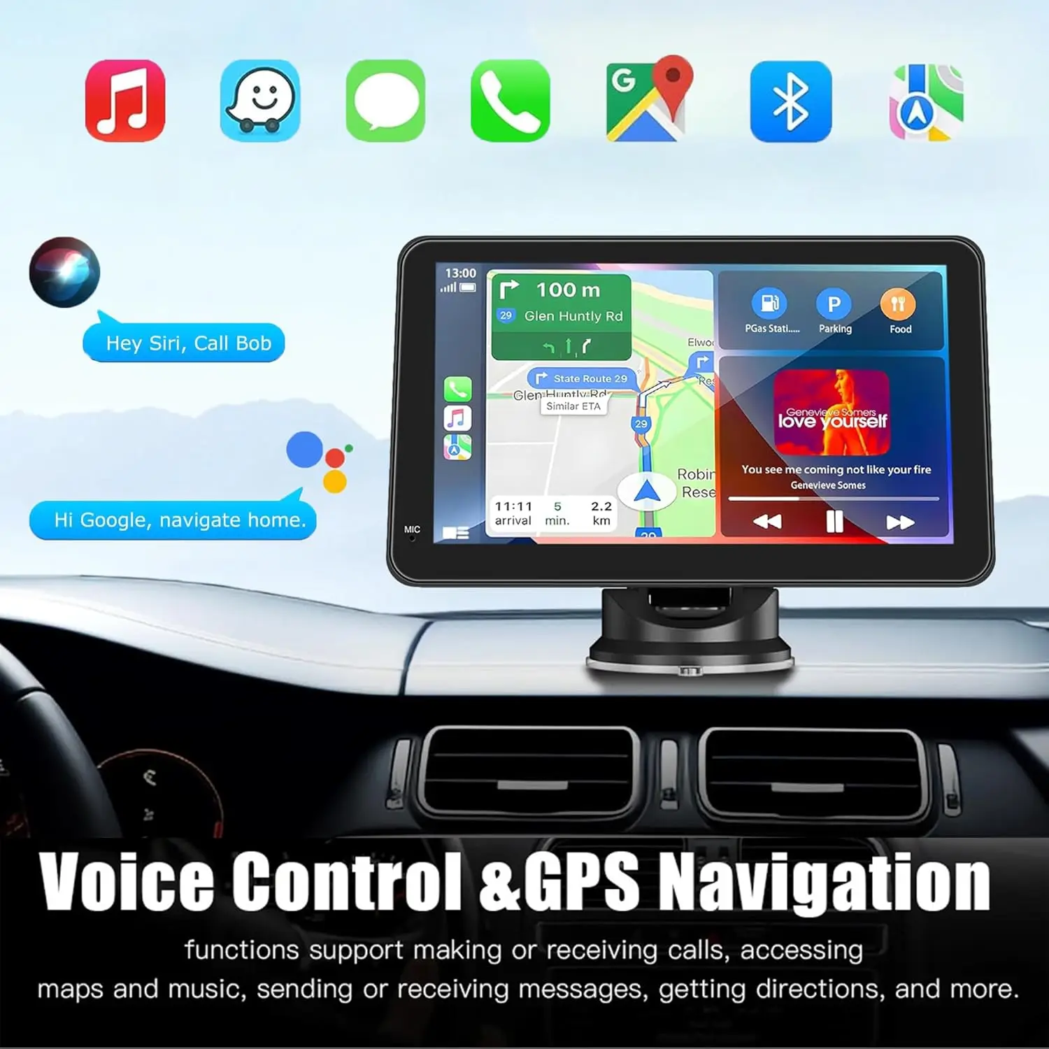 7' CarPlay Screen with Wireless Android Auto & Backup Camera - Image 3