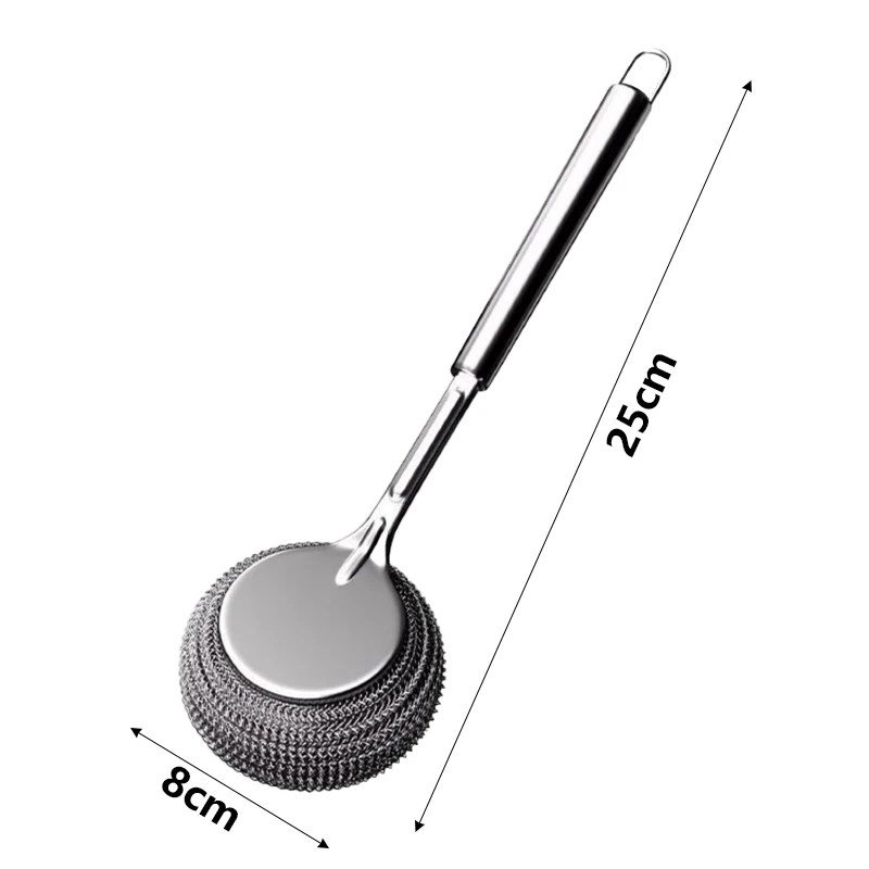 Stainless Steel Pot Brush Kitchen Special Pot Washing Steel Wool Ball Brush Long Handle Dish Cleaning Brush Pot Brush Magic Tool - Image 6