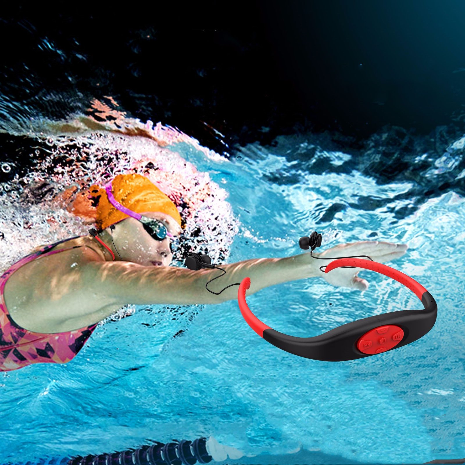 2in1 Bluetooth Wireless Earphone &MP3 Music Player 8G Headphone IPX8 Waterproof Swim Sport Neckband Stereo Headset with Mic - Image 3