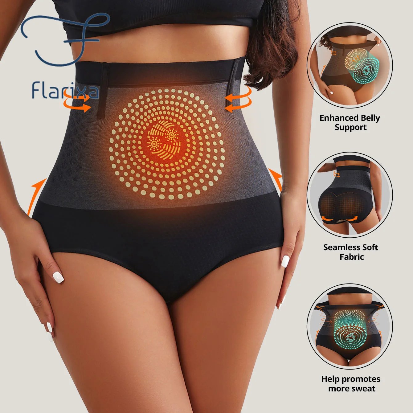 Seamless Women's High Waist Abdomen Control Panties Magnetic Therapy Warm Uterus Underwear Body Shaping Briefs - Image 3
